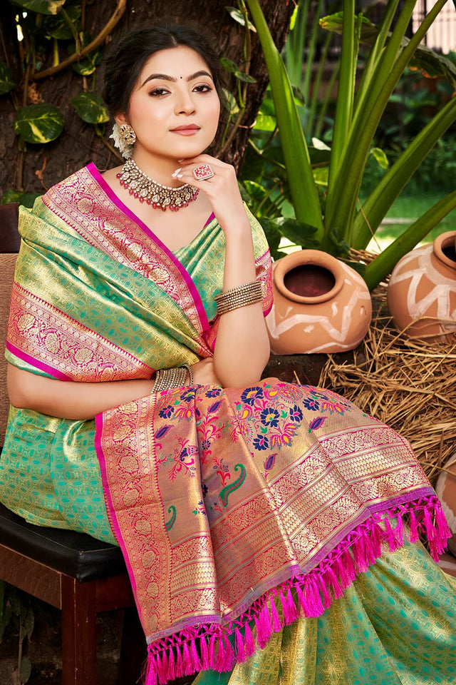 Multi-Color Woven Kanjivaram Silk Saree