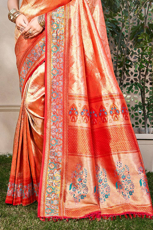 Red Woven Kanjivaram Silk Saree