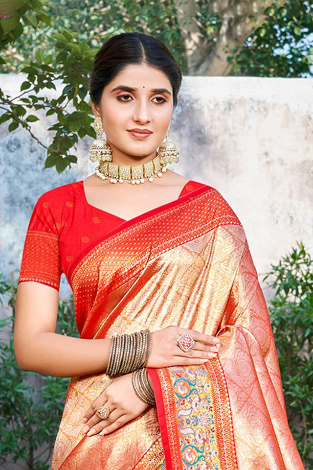 Red Woven Kanjivaram Silk Saree