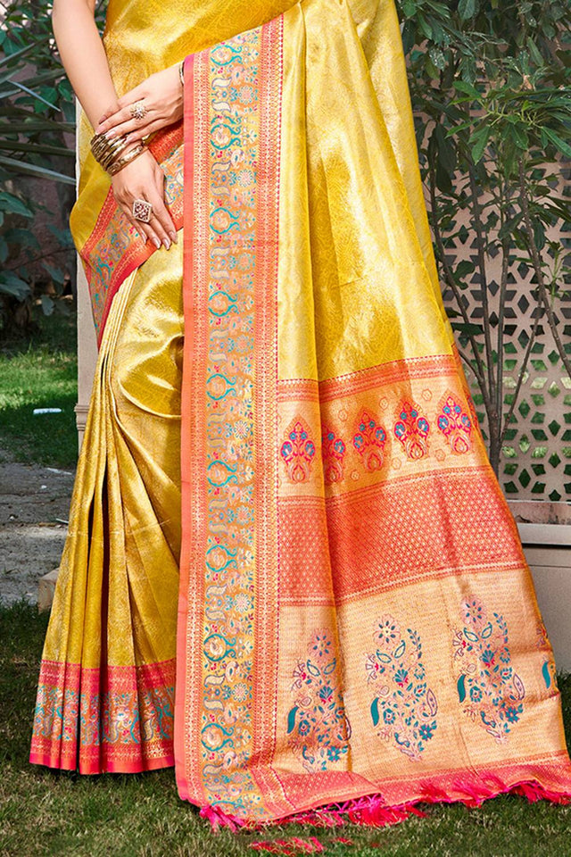 Yellow Woven Kanjivaram Silk Saree