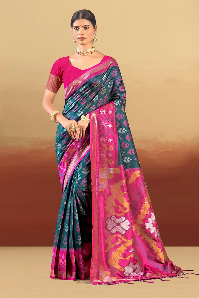 Blue Woven Silk Saree