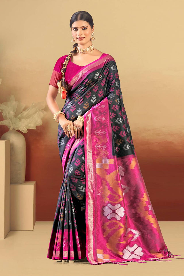Black Woven Silk Saree