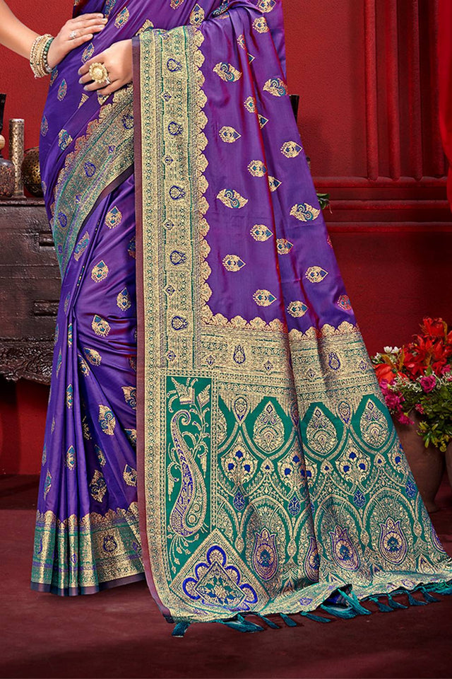 Violet Woven Silk Saree