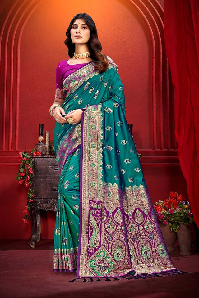 Green Woven Silk Saree