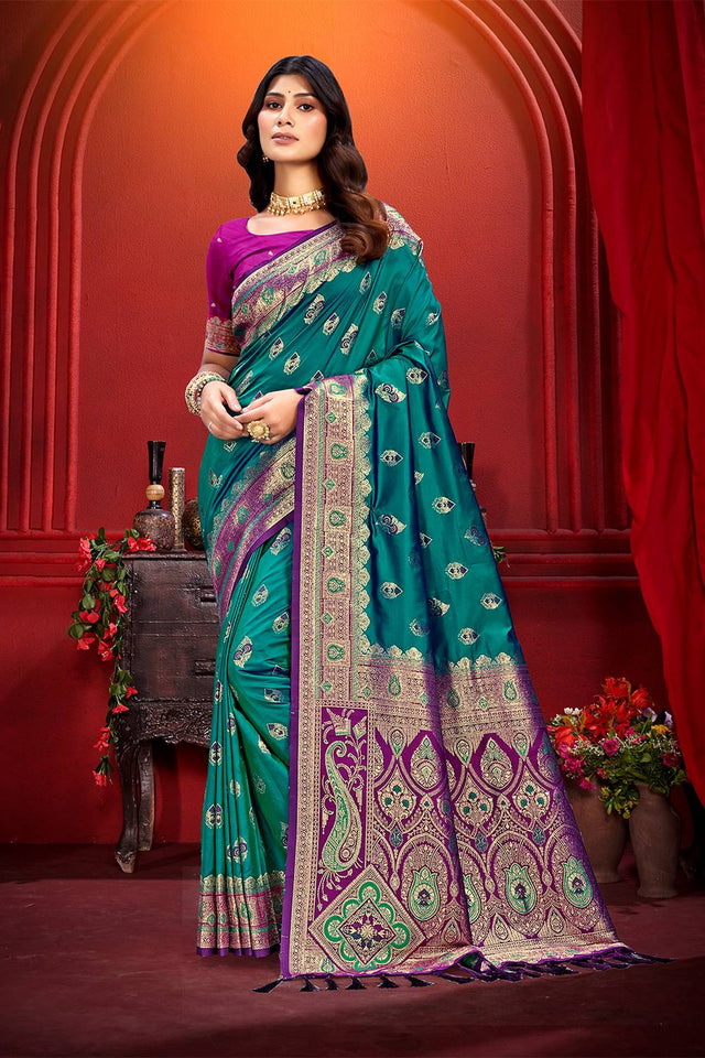 Green Woven Silk Saree