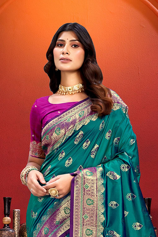 Green Woven Silk Saree
