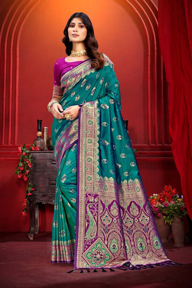 Violet Woven Silk Saree