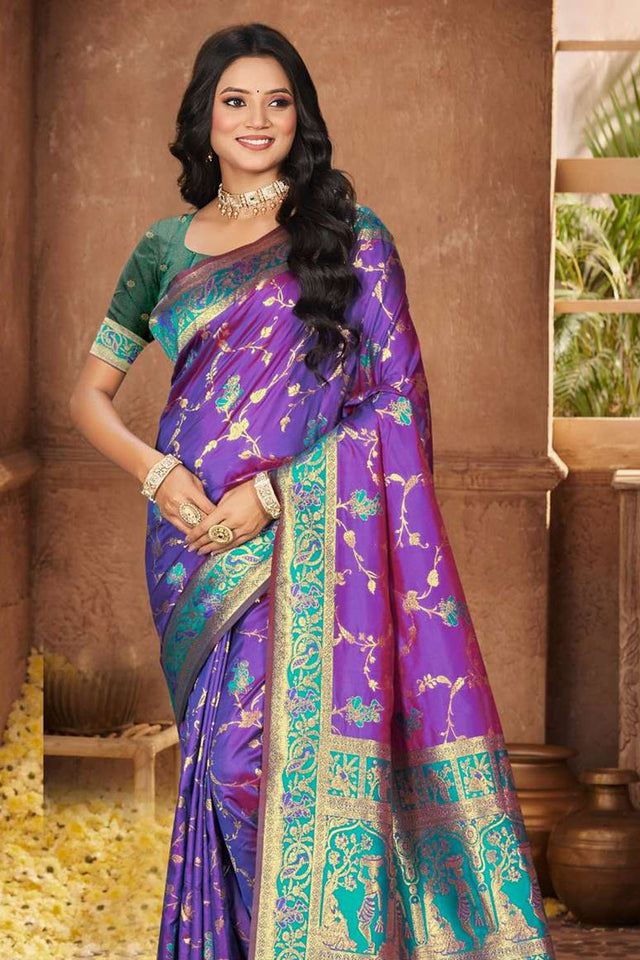 Violet Woven Silk Saree