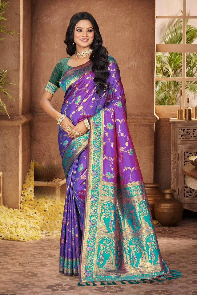 Violet Woven Silk Saree