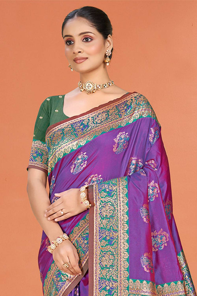 Violet Woven Silk Saree