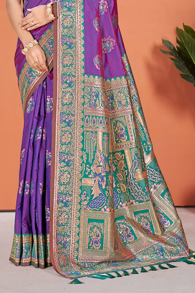 Violet Woven Silk Saree
