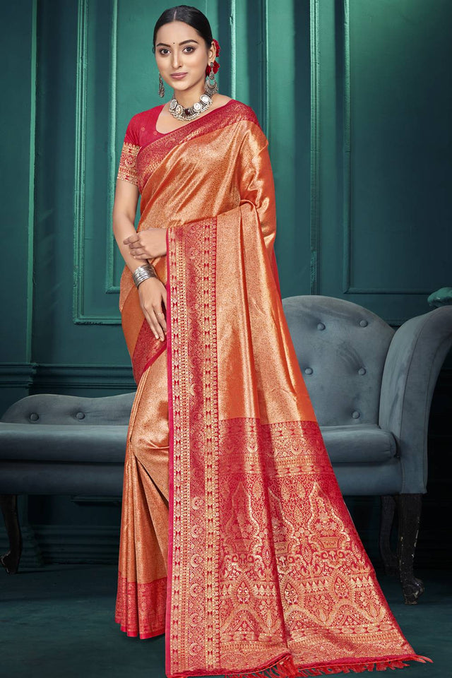 Red Woven Kanjivaram Silk Saree