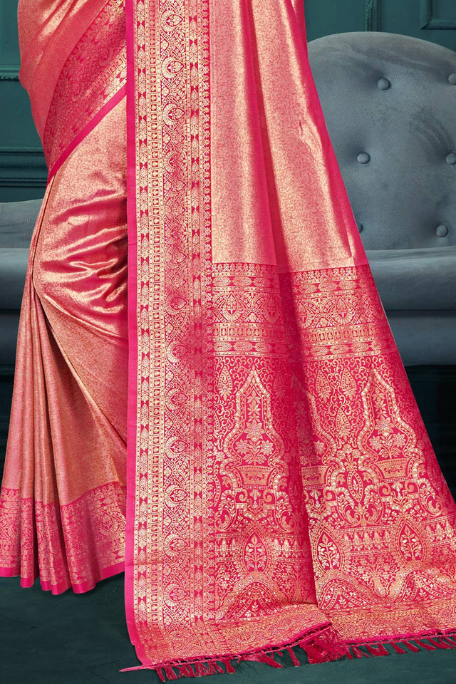 Pink Woven Kanjivaram Silk Saree