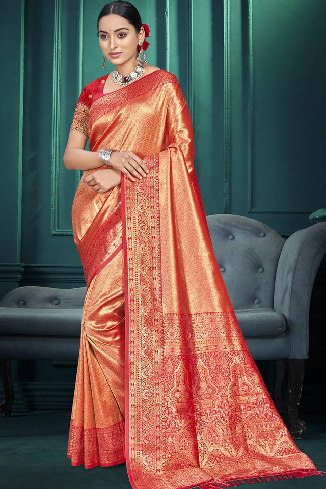 Red Woven Kanjivaram Silk Saree