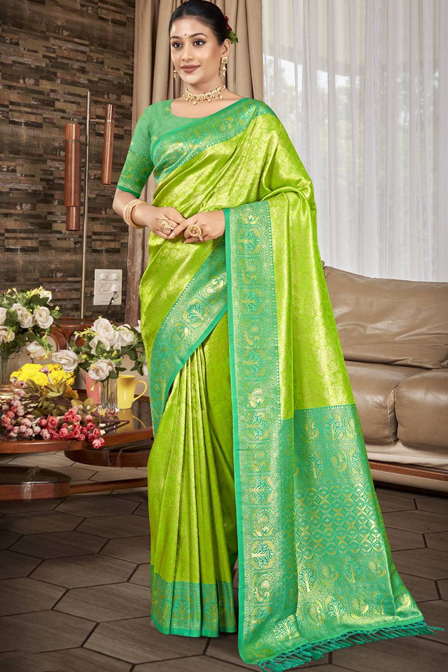 Green Woven Kanjivaram Silk Saree