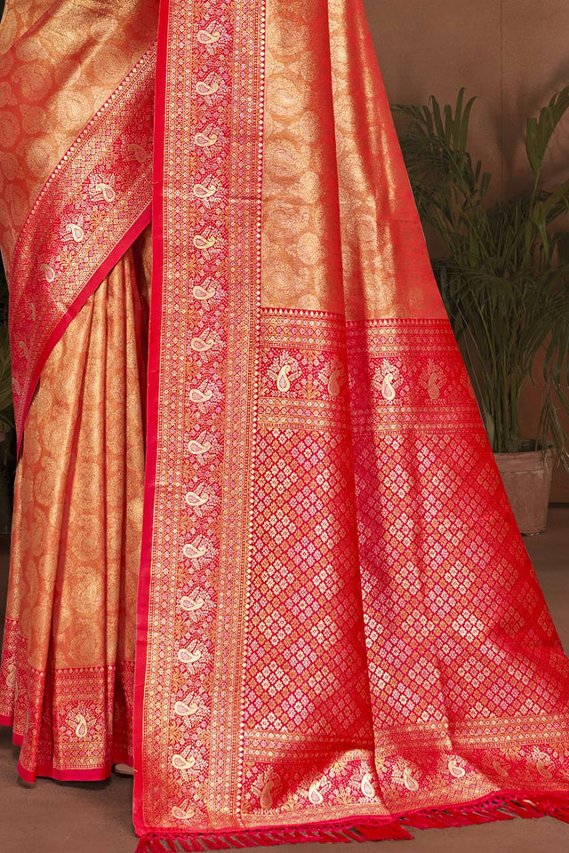 Orange Woven Kanjivaram Silk Saree