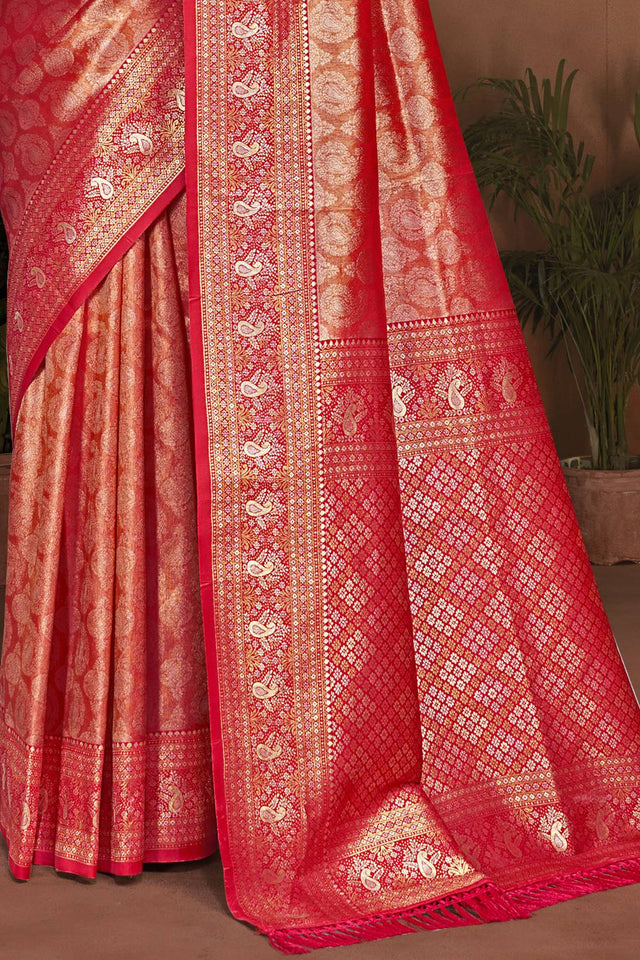 Red Woven Kanjivaram Silk Saree