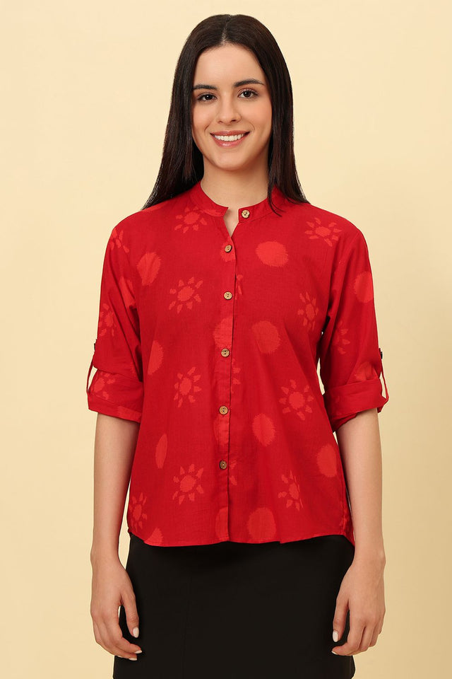 Red Printed Cotton Shirt (CCSR0021-RED)