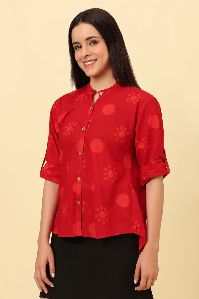 Red Printed Cotton Shirt (CCSR0021-RED)