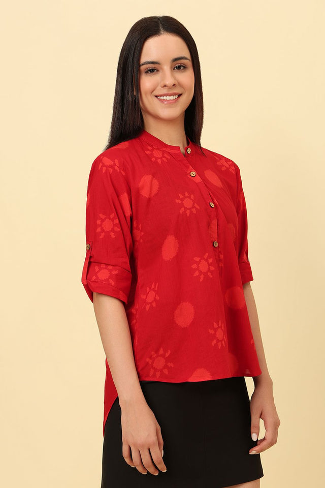 Red Printed Cotton Shirt (CCSR0021-RED)