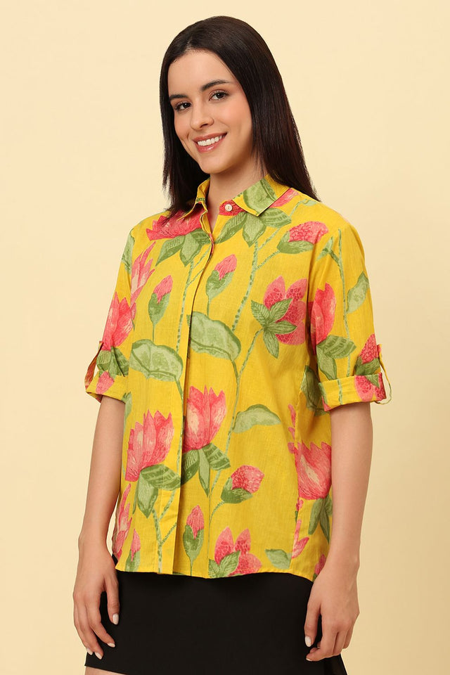 Yellow Printed Cotton Shirt (CCSR0023-YELW)