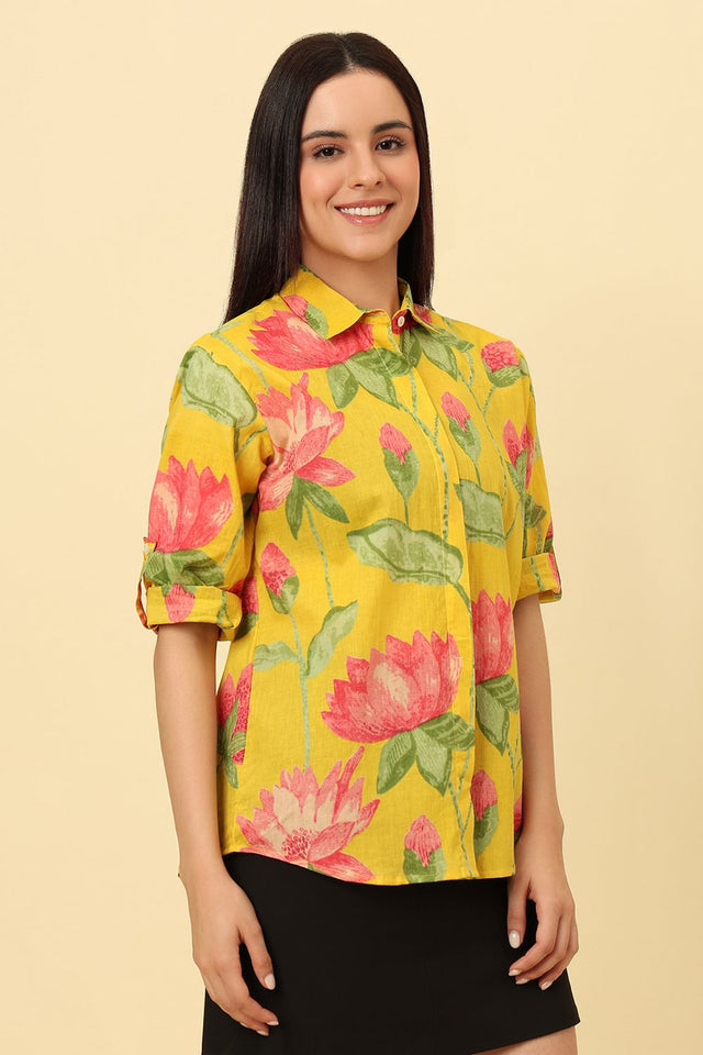Yellow Printed Cotton Shirt (CCSR0023-YELW)
