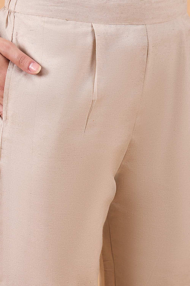 Women's Maroon Cotton Printed Kurti Pant Set