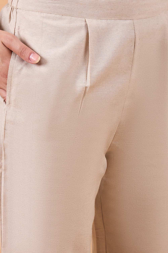 Women's Magenta Cotton Printed Kurti Pant Set