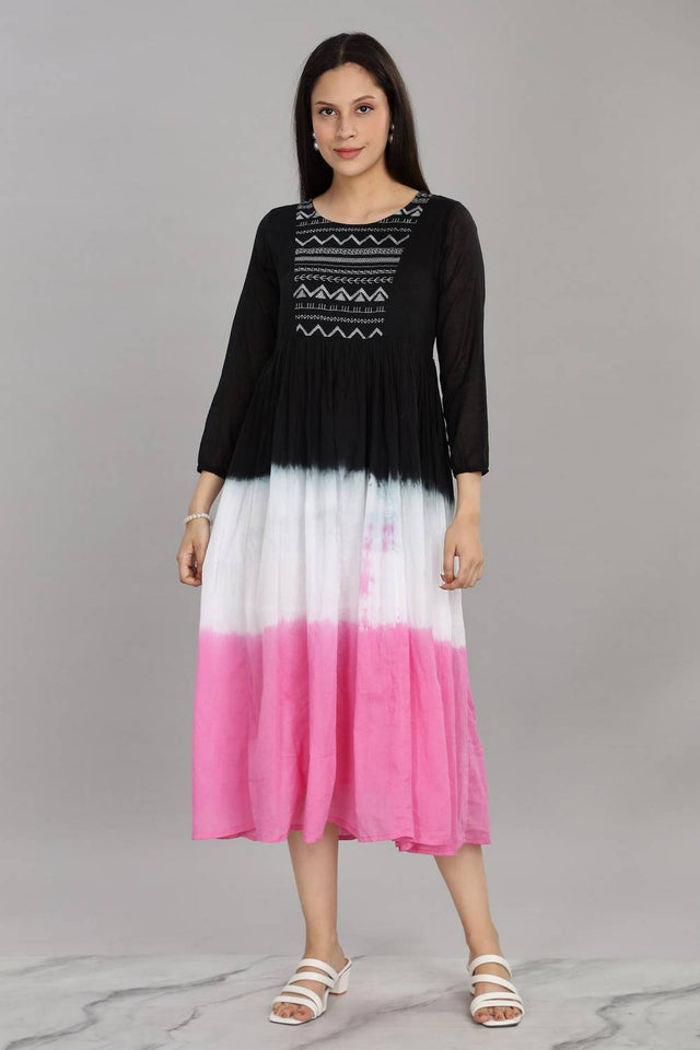 Pink & Black Ombre Cotton Dresses