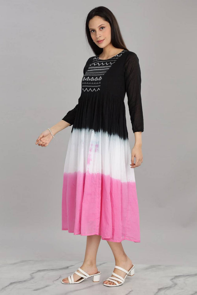 Pink & Black Ombre Cotton Dresses