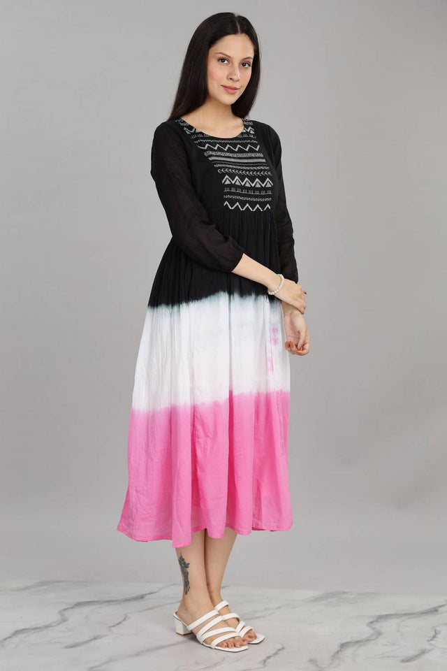 Pink & Black Ombre Cotton Dresses