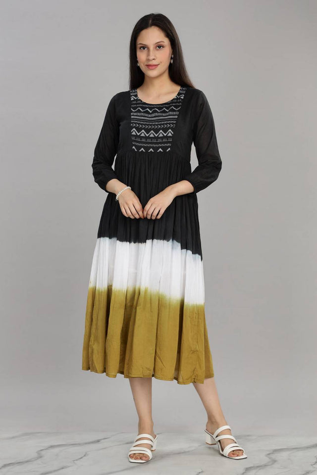 Black Ombre Cotton Dresses