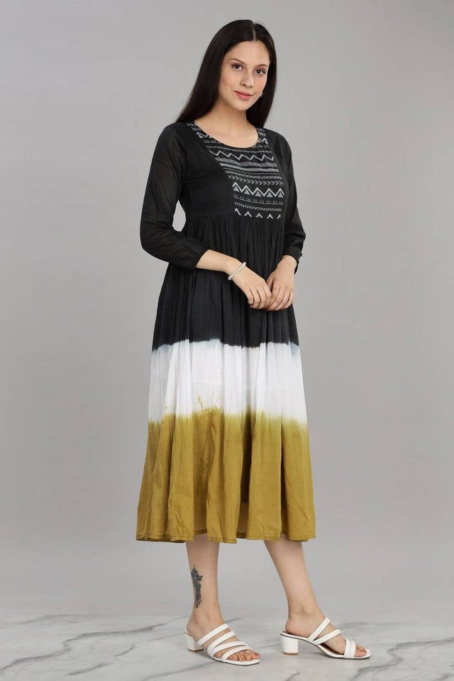 Black Ombre Cotton Dresses