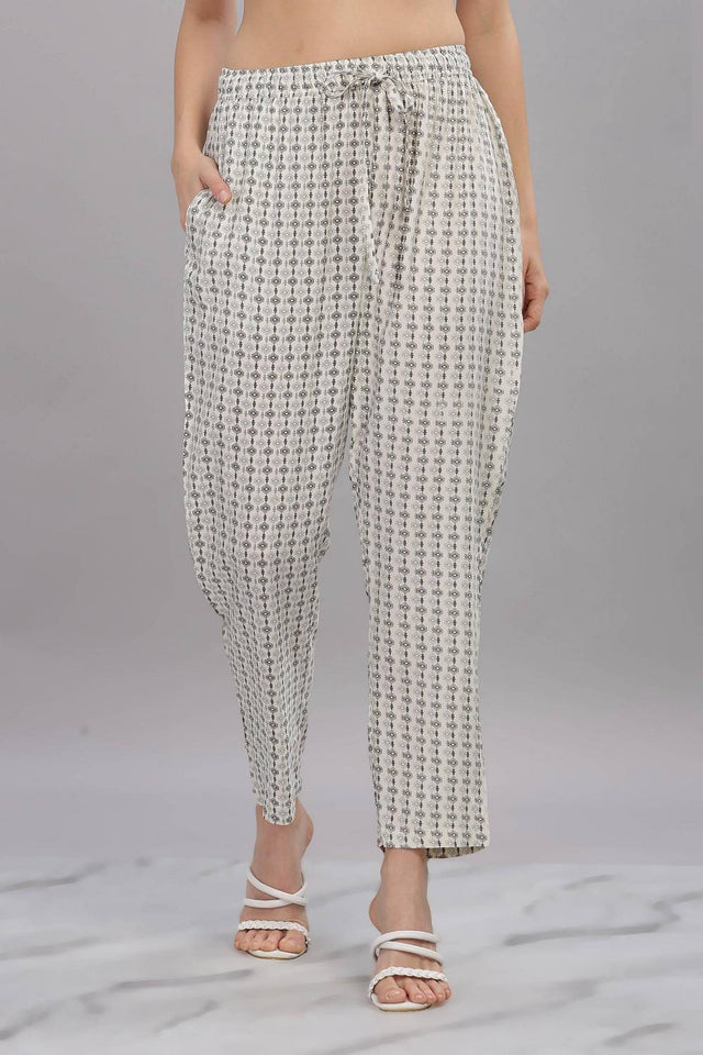 Grey Printed Rayon Kurti Pant Set