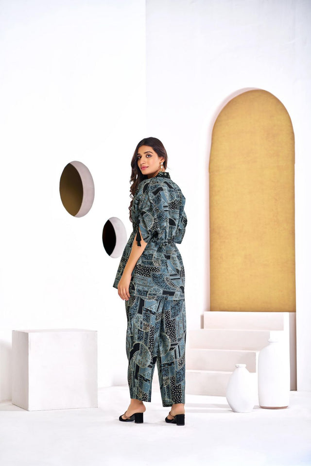 Black Printed Modal Chanderi Co-Ord Set