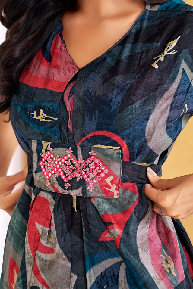 Blue Printed Modal Chanderi Co-Ord Set