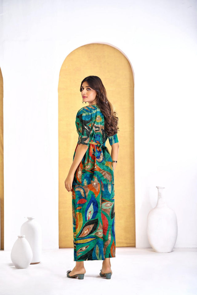 Green Printed Modal Chanderi Co-Ord Set