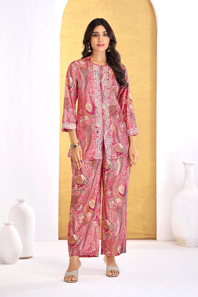 Rust Printed Modal Chanderi Co-Ord Set