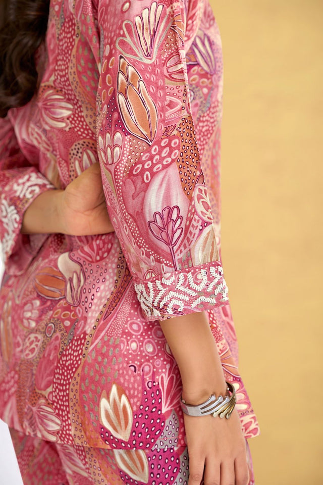 Rust Printed Modal Chanderi Co-Ord Set