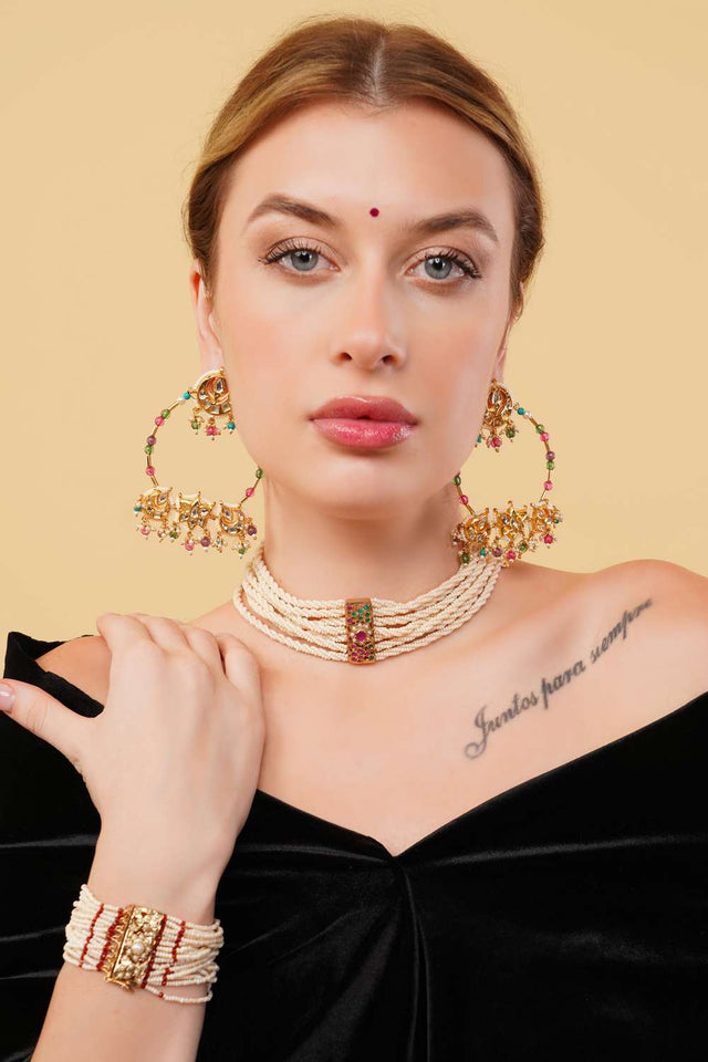 Multi-Color Alloy Chandbali Earrings