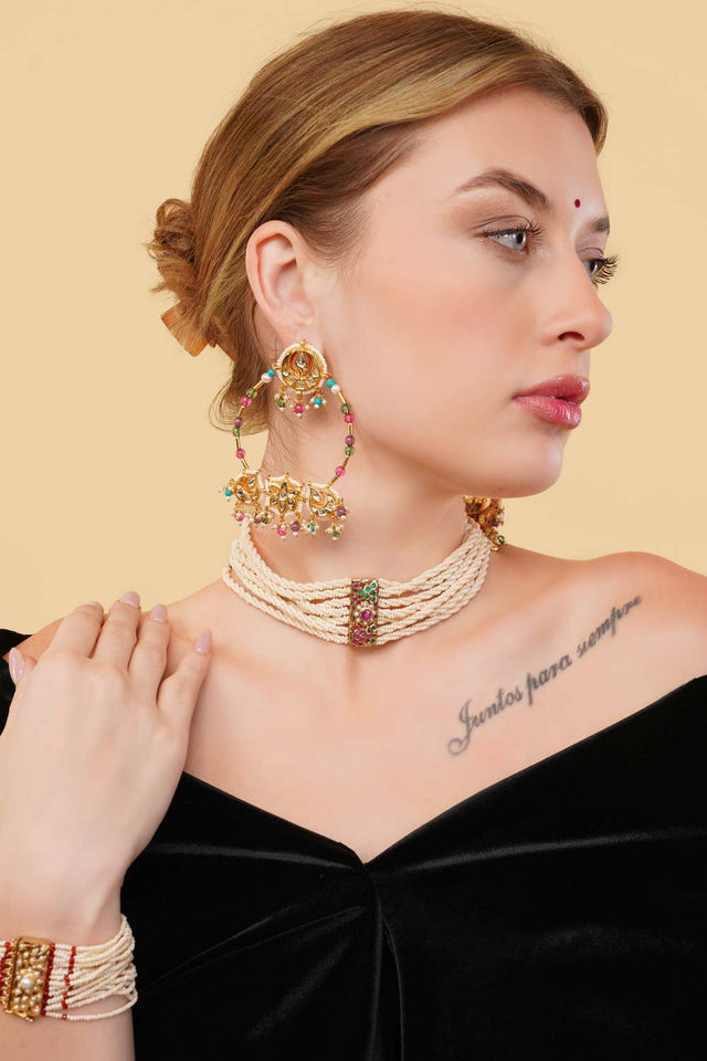 Multi-Color Alloy Chandbali Earrings