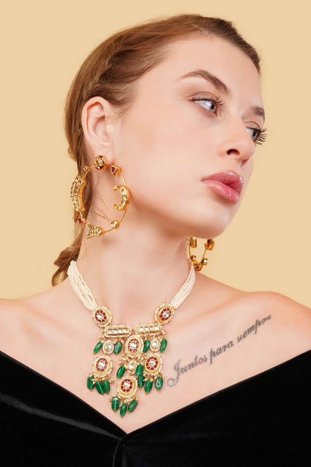 Multi-Color Alloy Chandbali Earrings