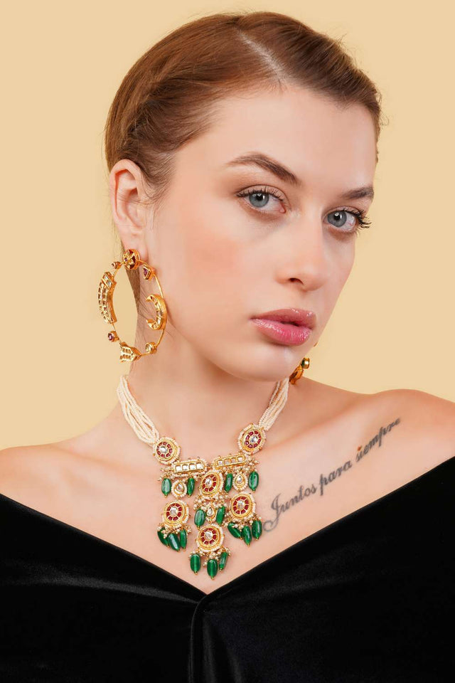 Multi-Color Alloy Chandbali Earrings