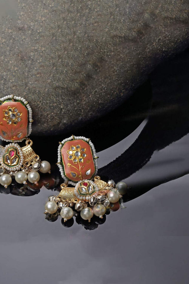 Multi-Color Beaded Alloy Earrings