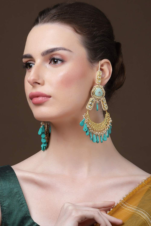 Multi-Color Beaded Alloy Earrings