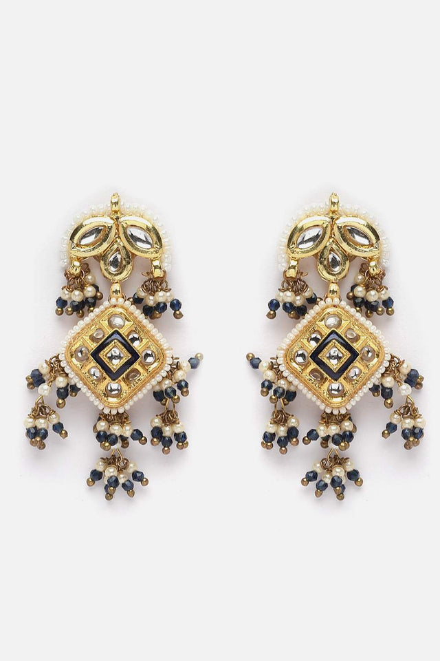 Multi-Color Beaded Alloy Earrings