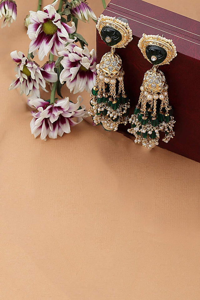 Multi-Color Beaded Alloy Earrings