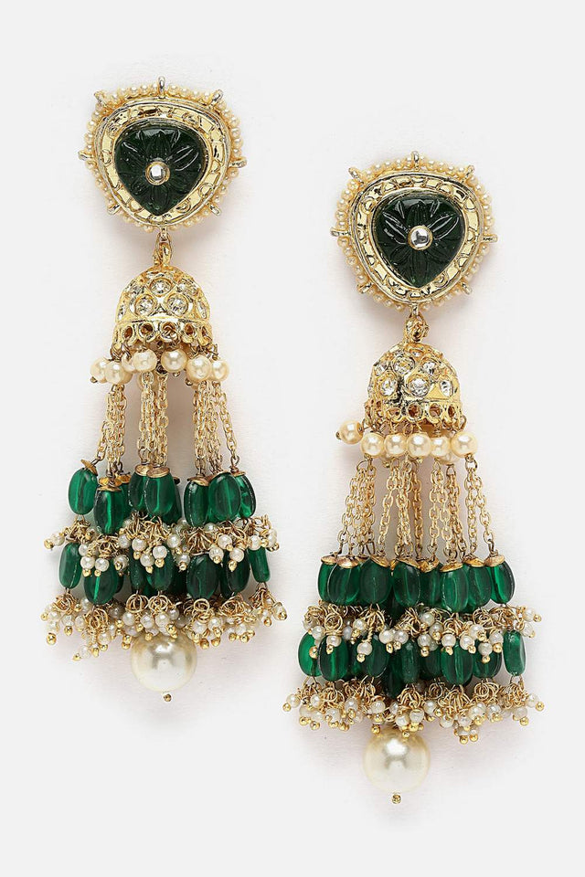 Multi-Color Beaded Alloy Earrings