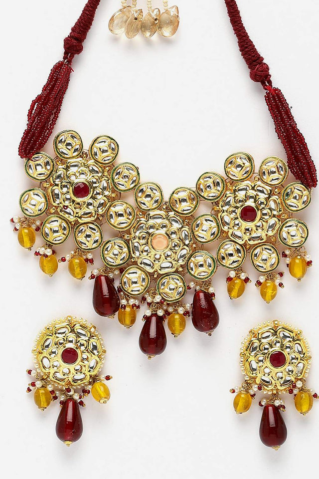 Multi-Color Beaded Alloy Necklace & Earring Sets