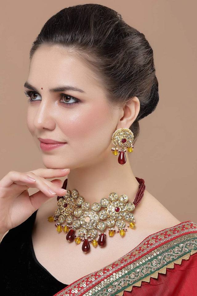 Multi-Color Beaded Alloy Necklace & Earring Sets